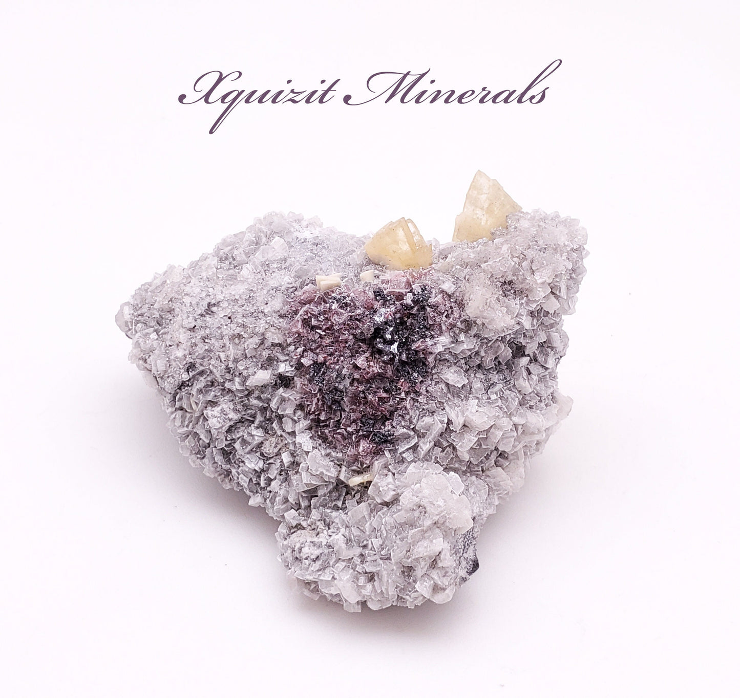 Barite and Calcite on Quartz, Guizhou Prov., Qinglong, China (74)