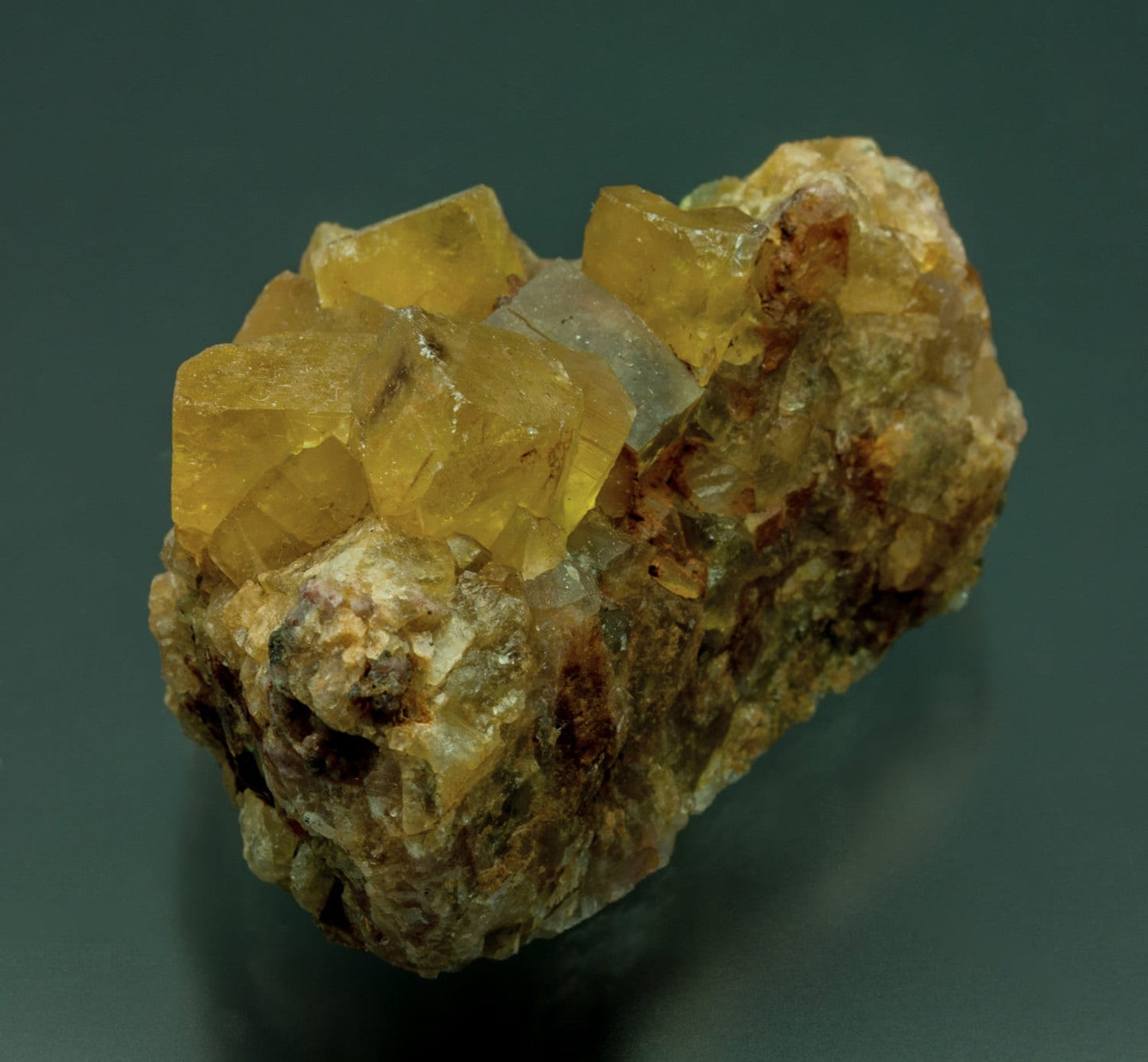 Fluorite, Yellow, Golden, Fluorescent, Iminialoui City, Midelt, Morocco (26)
