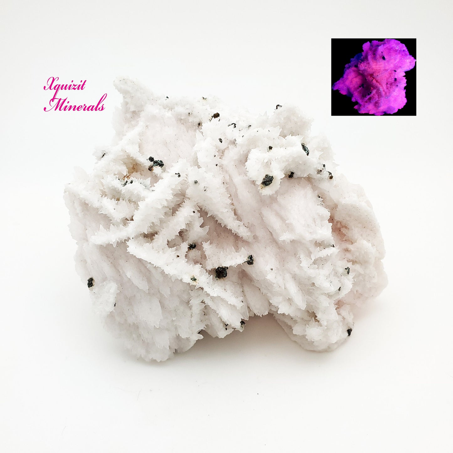Calcite var. Manganocalcite, Chalcopyrite, Fluorescent, Pachapaqui Mining District, Bolognesi Province, Áncash, Peru (68)
