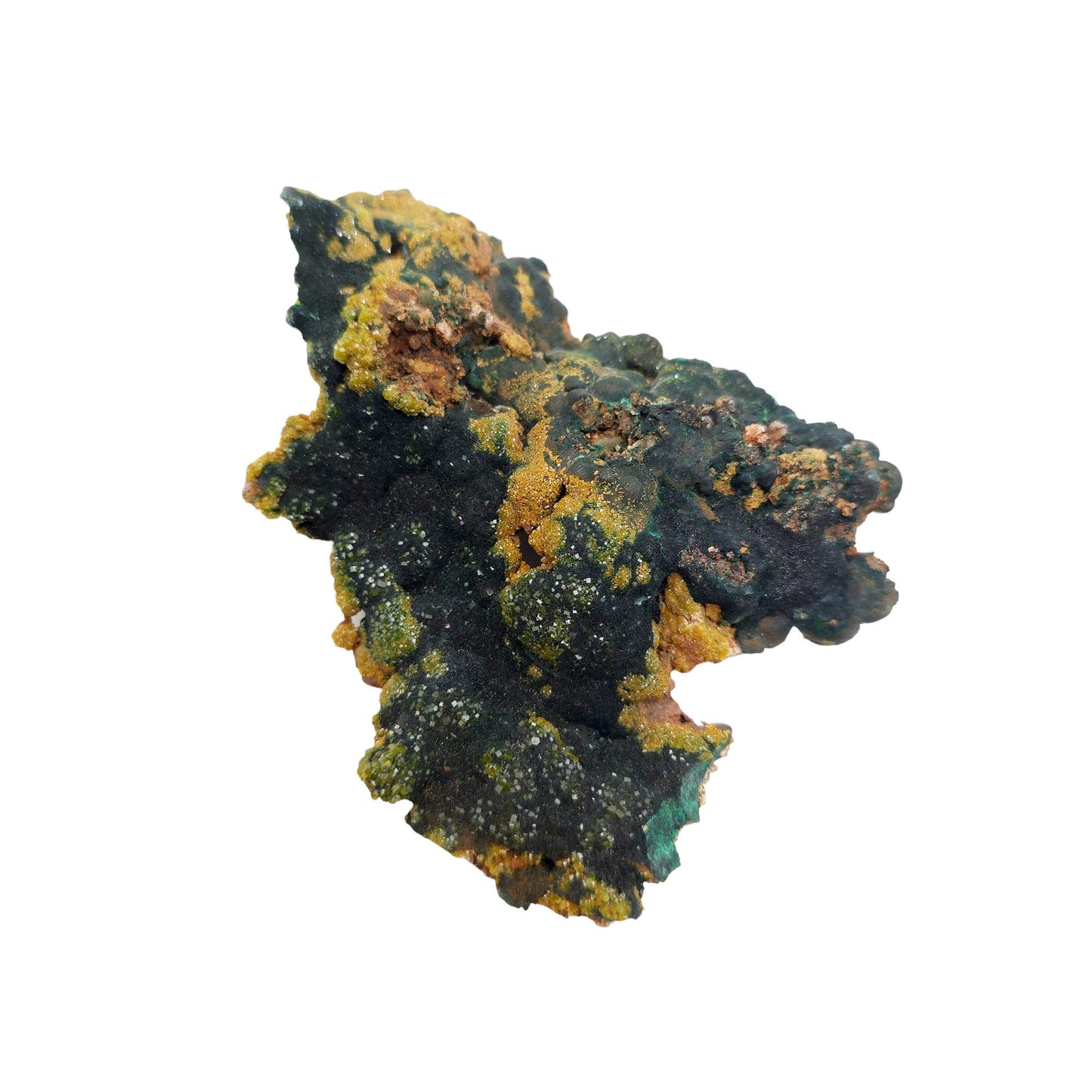 Pyromorphite on Malachite, RARE, Browns Open Pit, Rum Jungle, Northern Territory Australia (ws1)