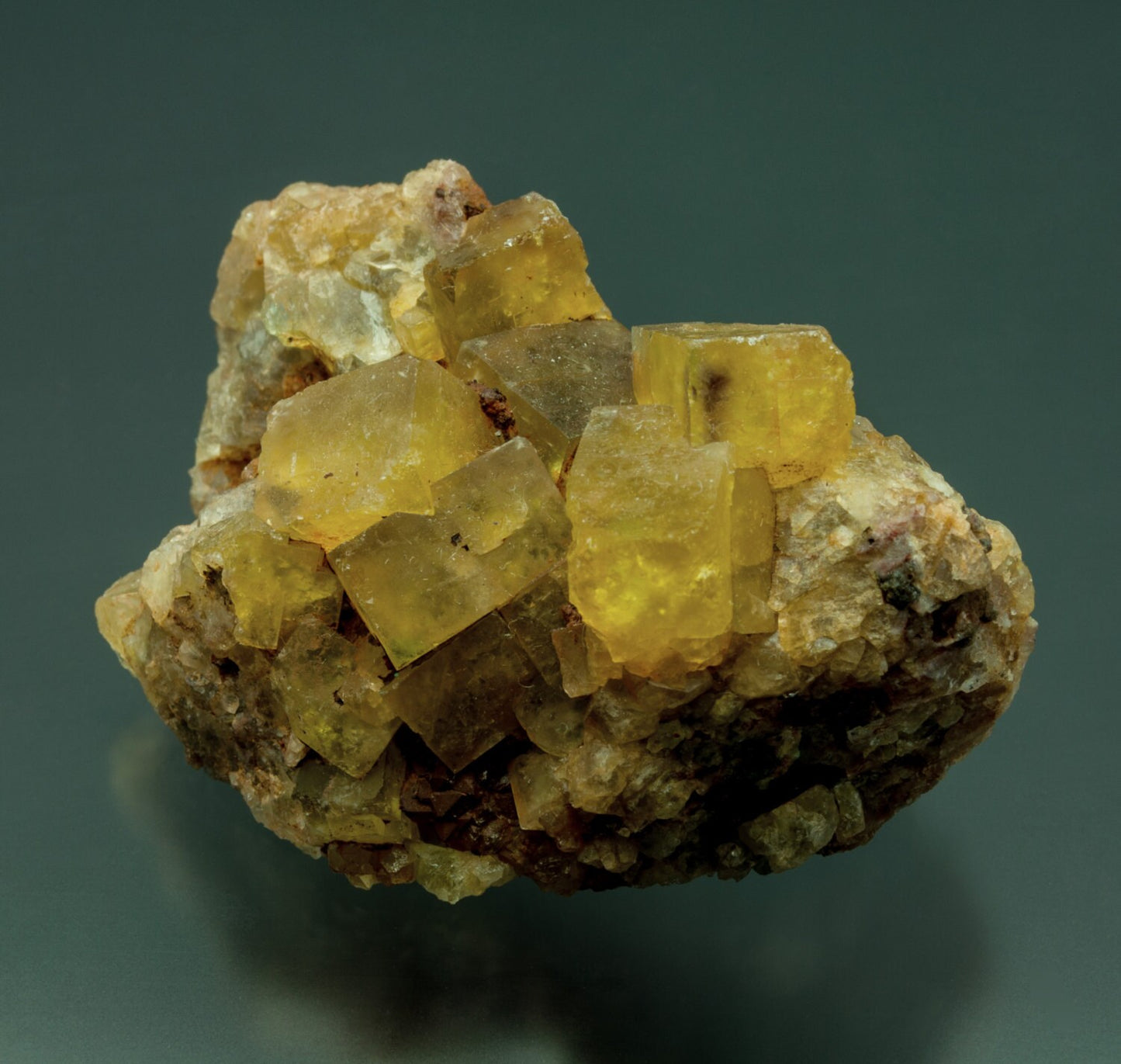 Fluorite, Yellow, Golden, Fluorescent, Iminialoui City, Midelt, Morocco (26)