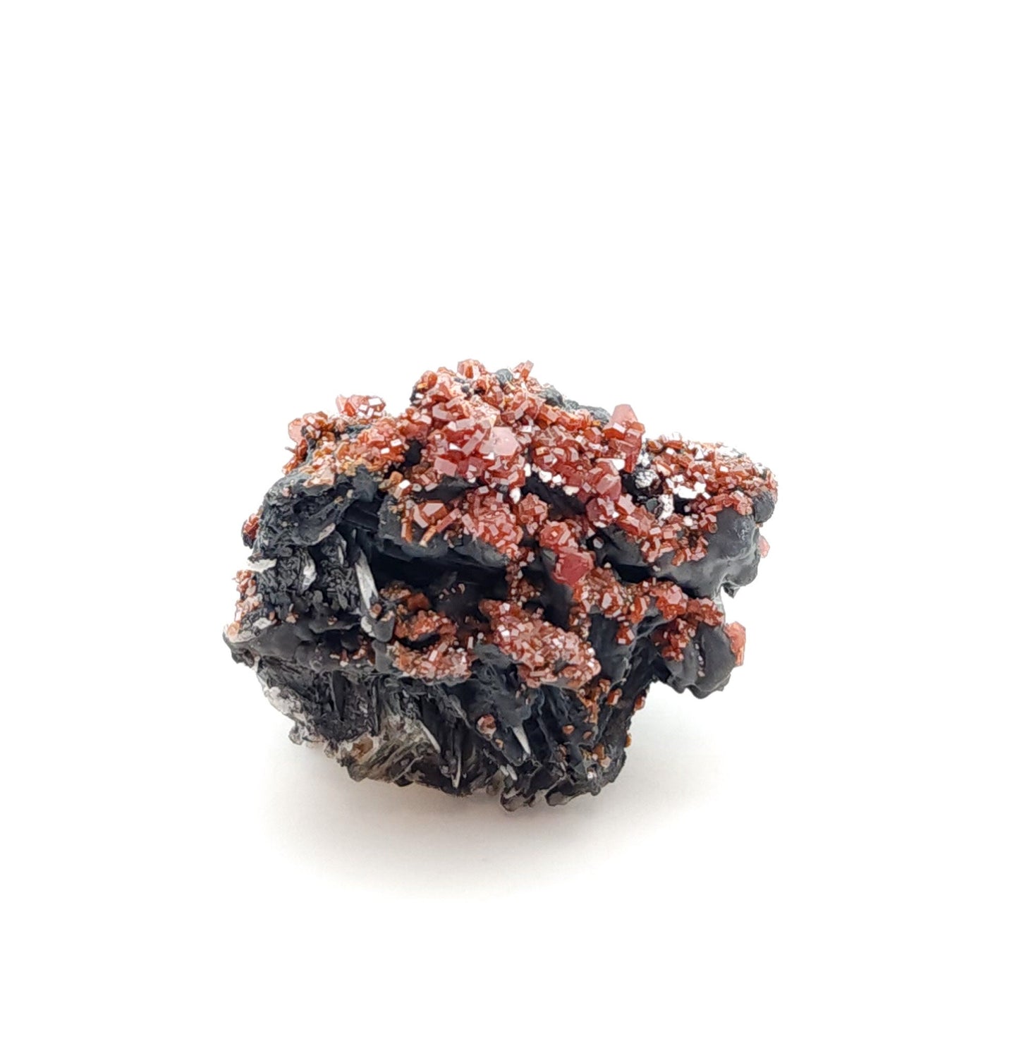 Vanadinite and Goethite on Barite, Mibladen, Morocco (51)