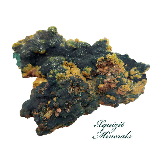 Pyromorphite on Malachite, RARE, Browns Open Pit, Rum Jungle, Northern Territory Australia (ws1)