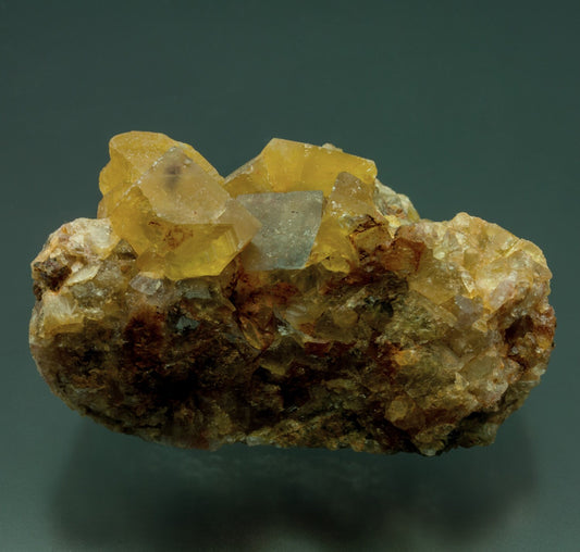 Fluorite, Yellow, Golden, Fluorescent, Iminialoui City, Midelt, Morocco (26)