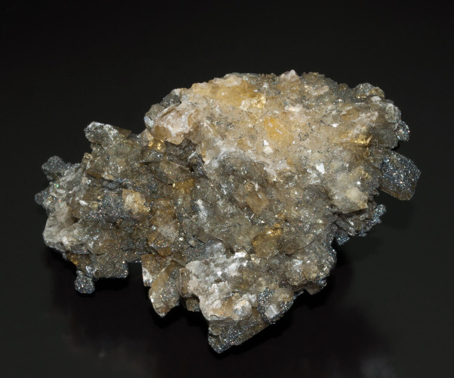 Pyrite on Yellow Calcite, Chenzhou, Hunan Province, China (16)