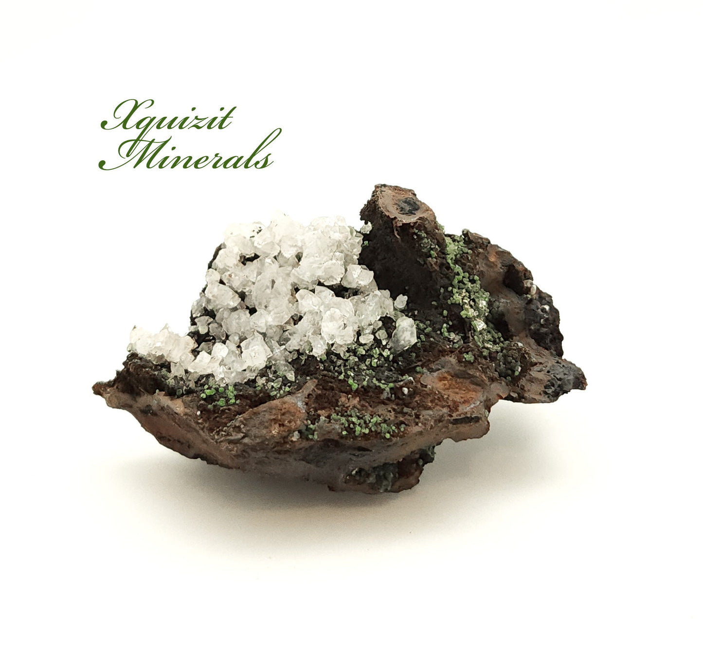Conichalcite and Calcite on Goethite, Mina Ojuela, Mapimi, Mexico (77)
