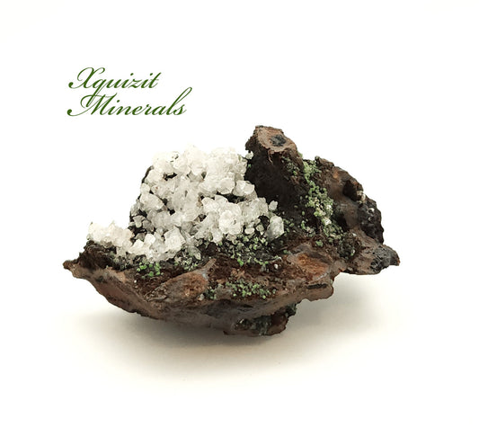 Conichalcite and Calcite on Goethite, Mina Ojuela, Mapimi, Mexico (77)