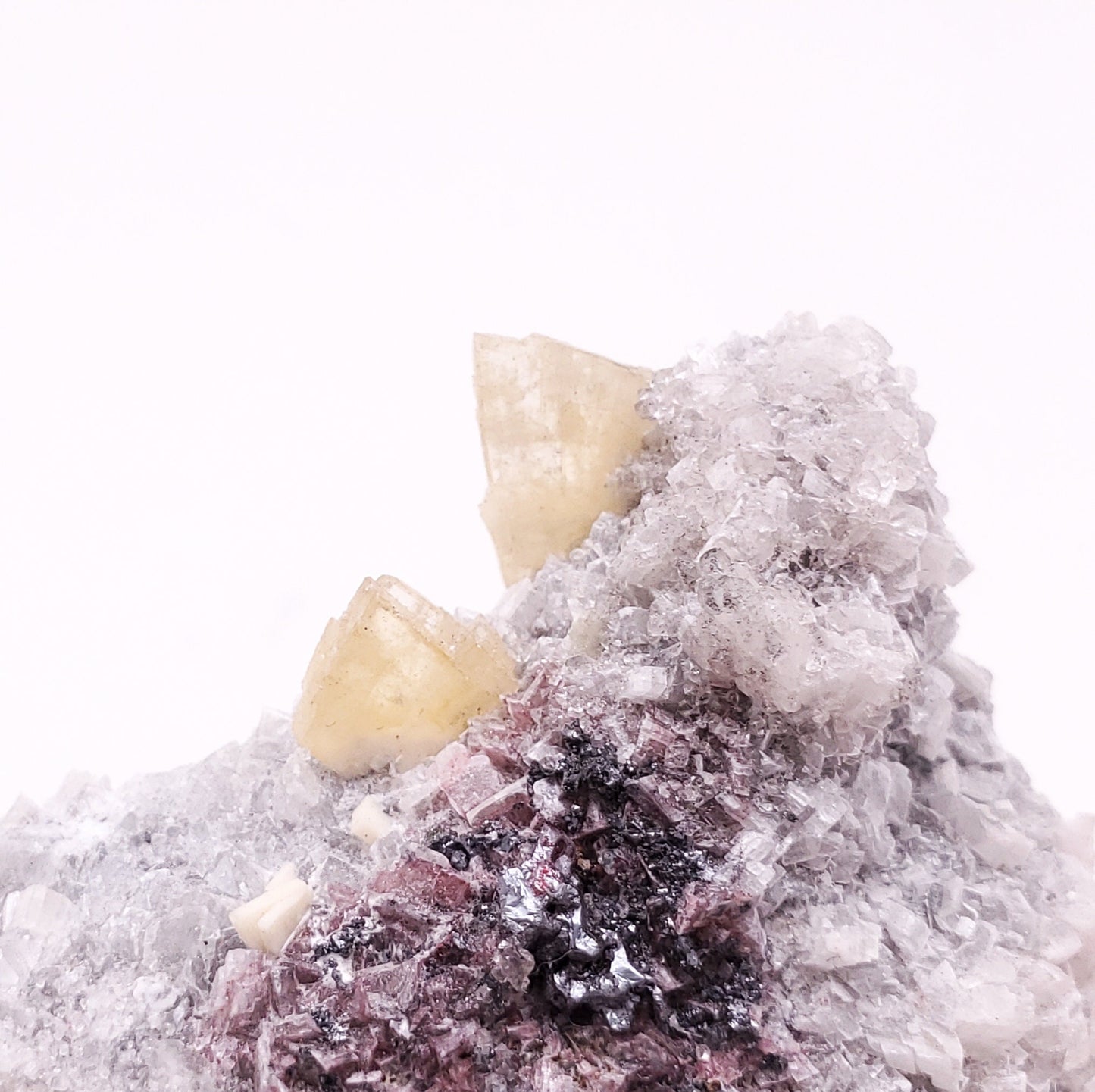 Barite and Calcite on Quartz, Guizhou Prov., Qinglong, China (74)