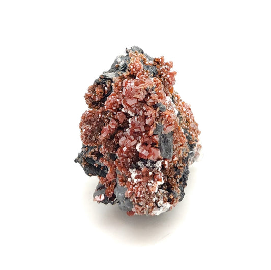 Vanadinite and Goethite on Barite, Mibladen, Morocco (51)