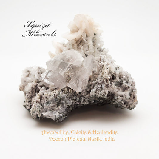 Apophyllite, Stilbite, Heulandite and Calcite, Deccan Plateau, Nasik, India (79)