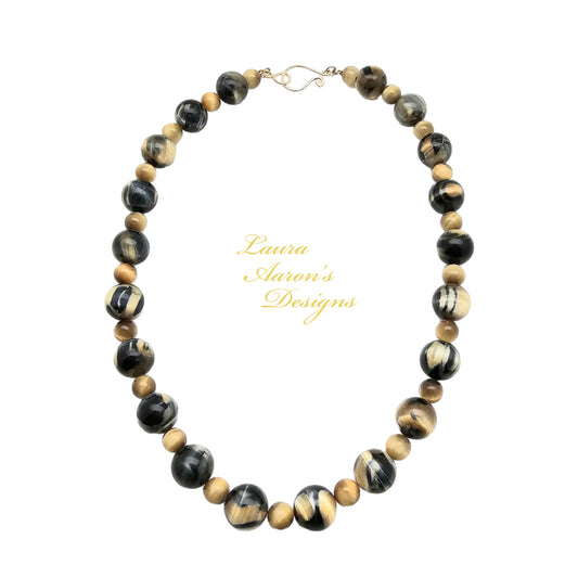 Blue and Gold Tigers Eye Necklace