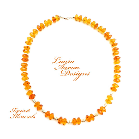 Faceted Amber and 14kt Gold Necklace