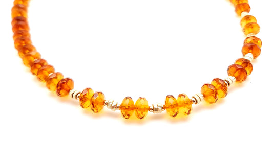 Faceted Amber and 14kt Gold Necklace
