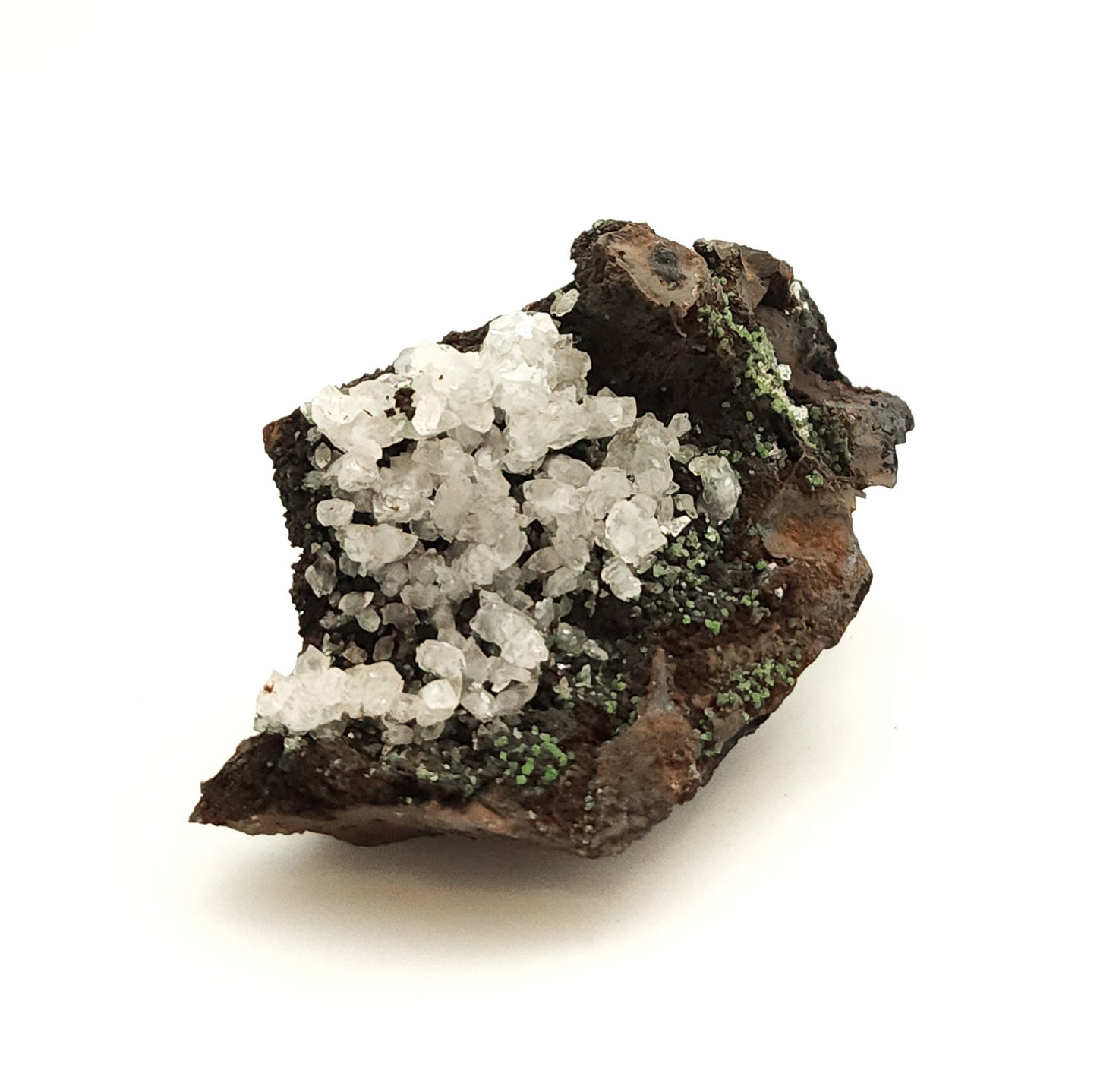 Conichalcite and Calcite on Goethite, Mina Ojuela, Mapimi, Mexico (77)