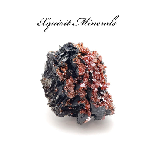 Vanadinite and Goethite on Barite, Mibladen, Morocco (51)