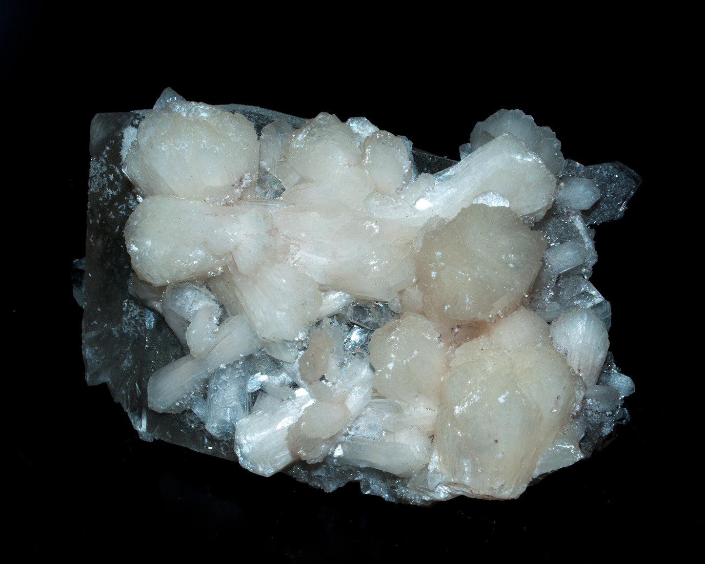 Large Bowtie Stilbite on Calcite, Apophyllite, Deccan Plateau, Nasik, India (45)