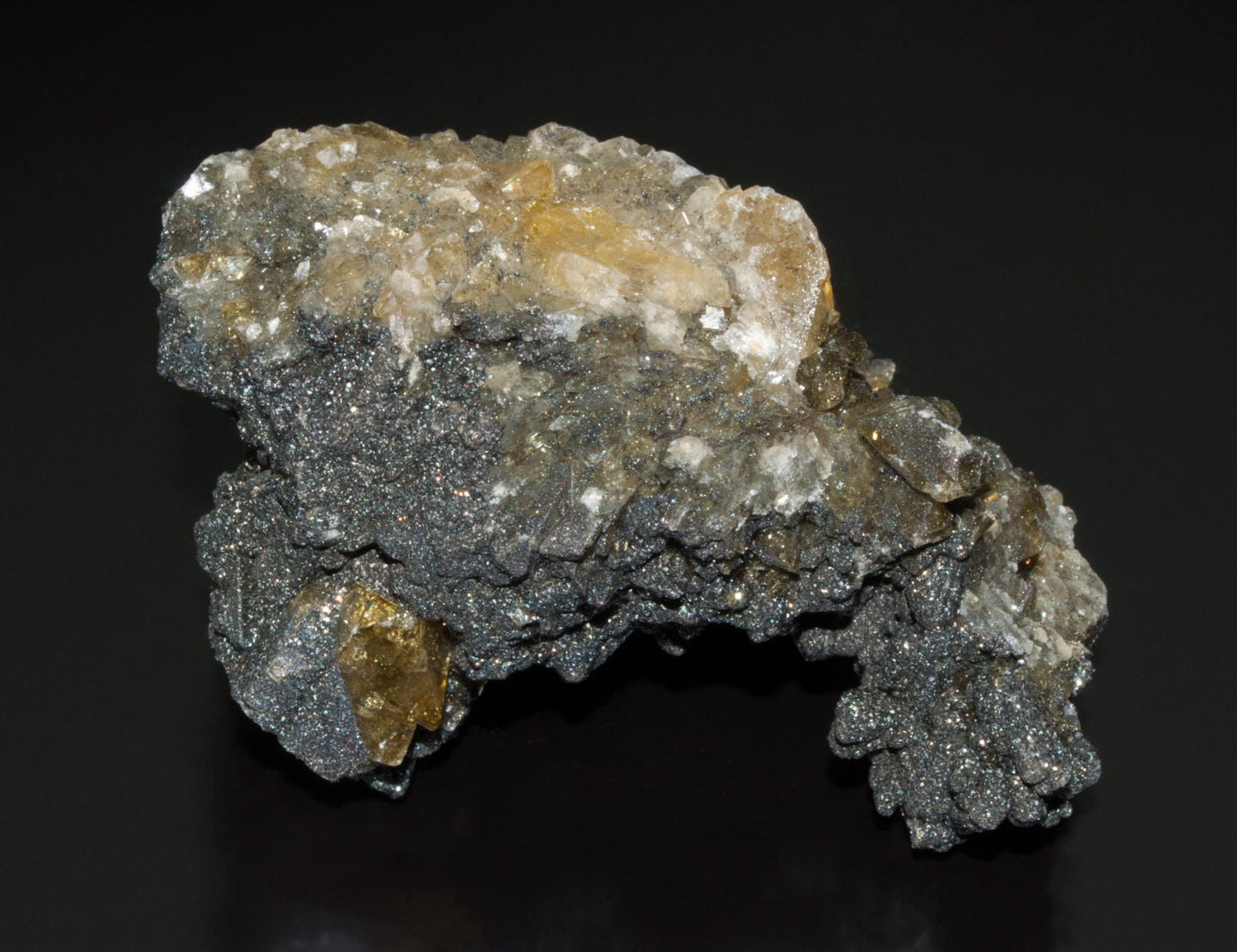Pyrite on Yellow Calcite, Chenzhou, Hunan Province, China (16)