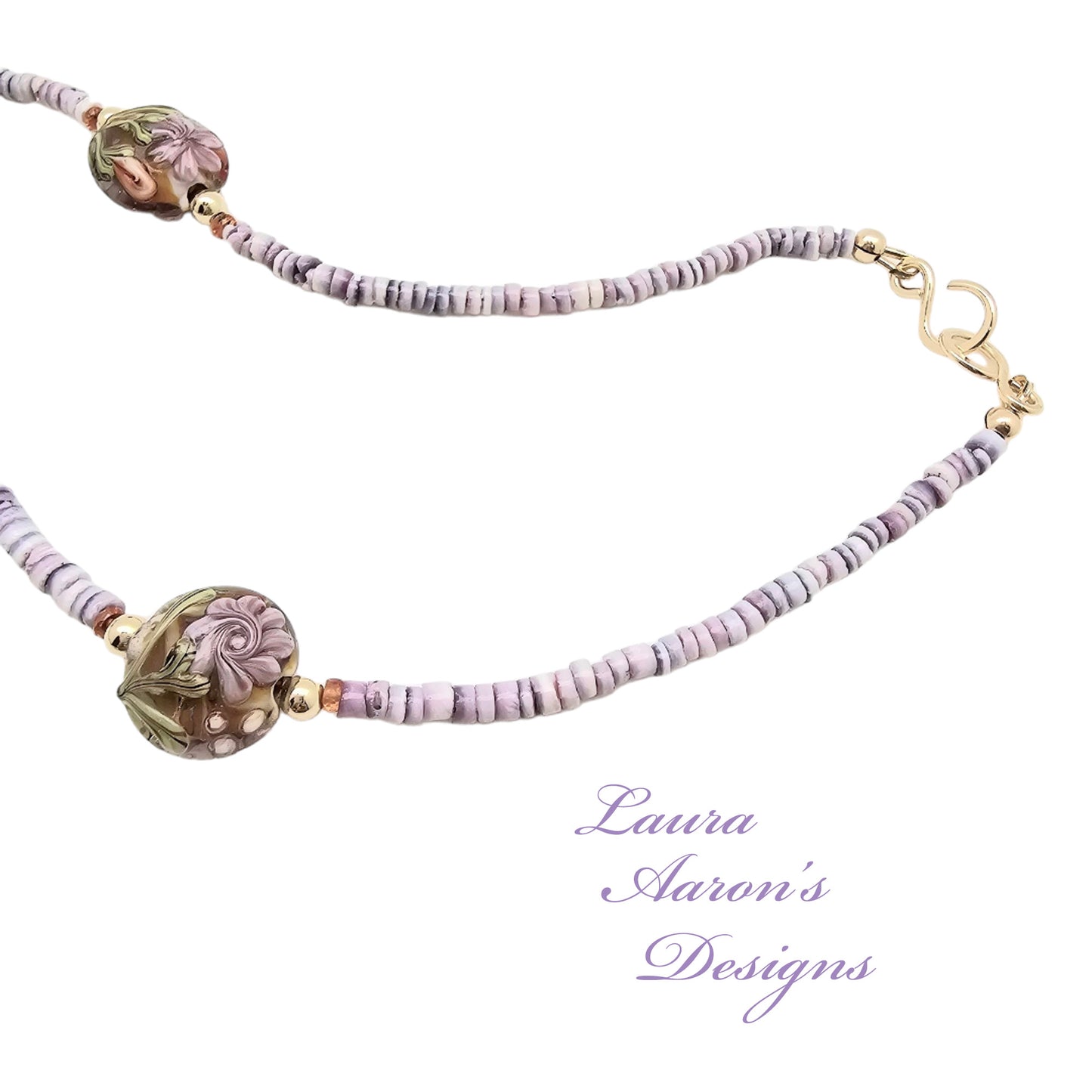 Lampwork Glass and Cebu Beauty Shell Necklace
