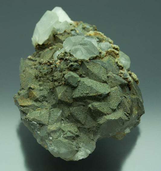 Pyrite on Fluorite with Calcite, El Hammam Mine (El Hamman Mine), Meknos, Morocco (24)
