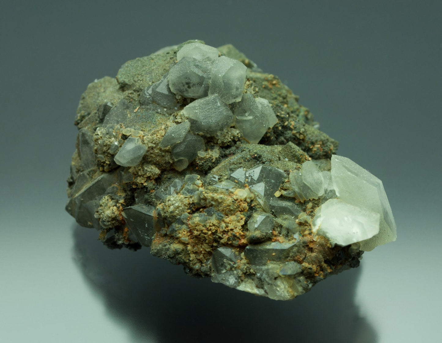 Pyrite on Fluorite with Calcite, El Hammam Mine (El Hamman Mine), Meknos, Morocco (24)