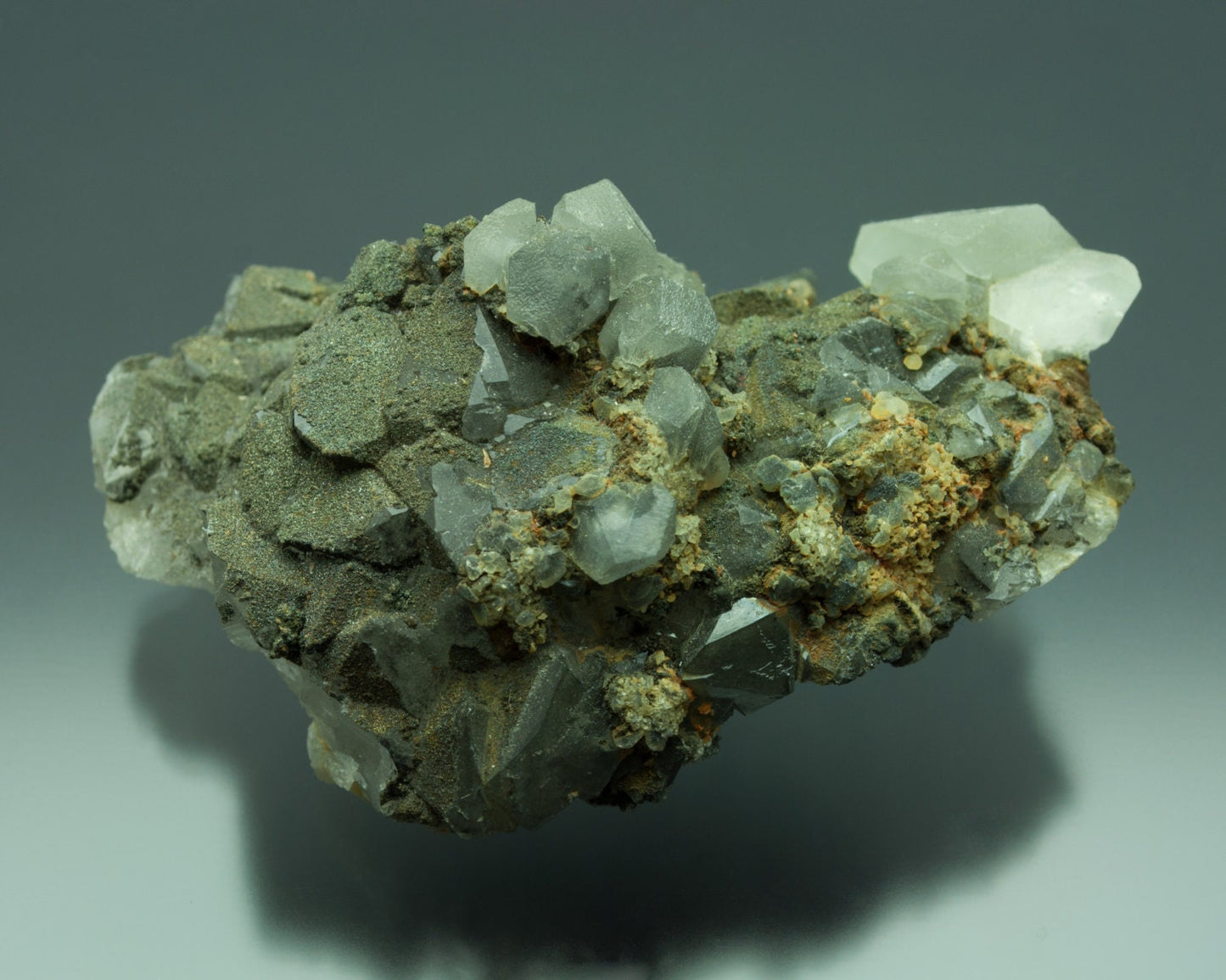 Pyrite on Fluorite with Calcite, El Hammam Mine (El Hamman Mine), Meknos, Morocco (24)