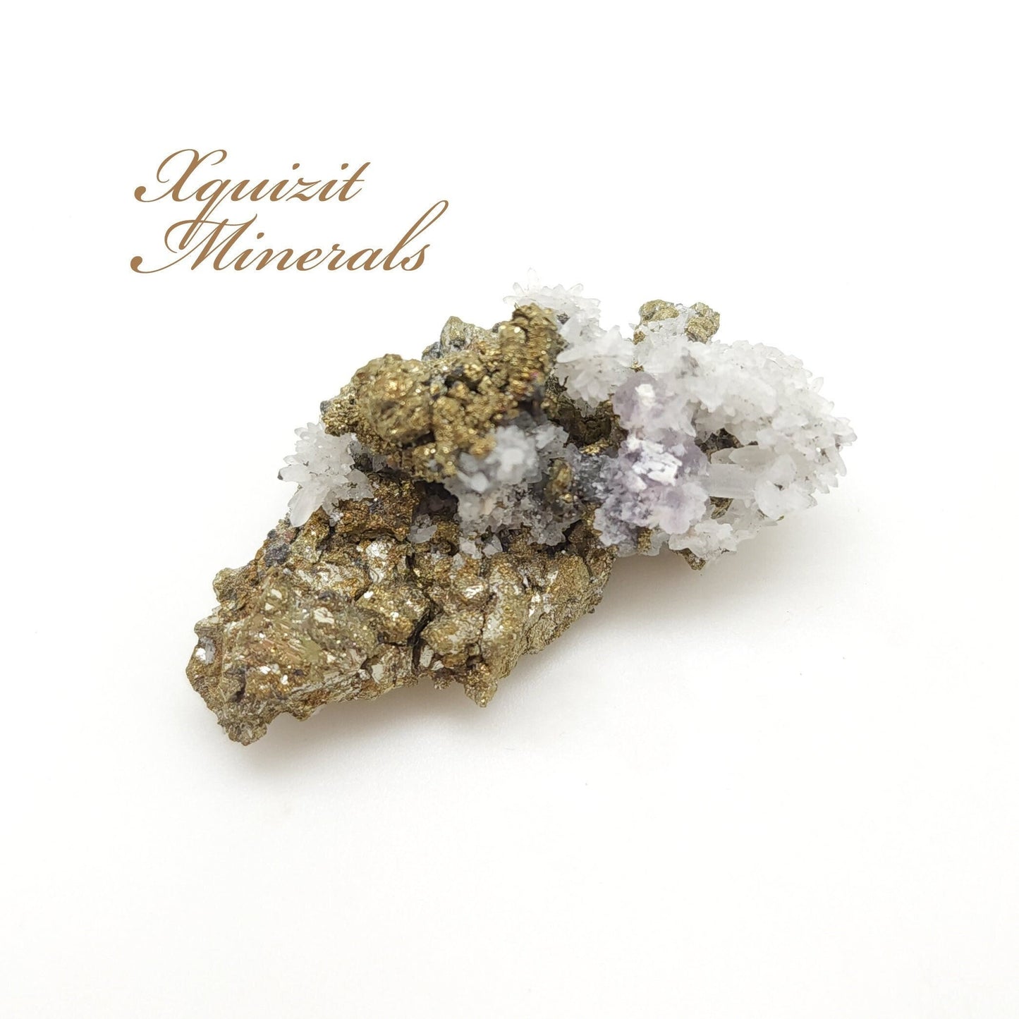 Fluorite and Calcite on Pyrite, Huanzala Mine, Huallanca District, Peru (46)