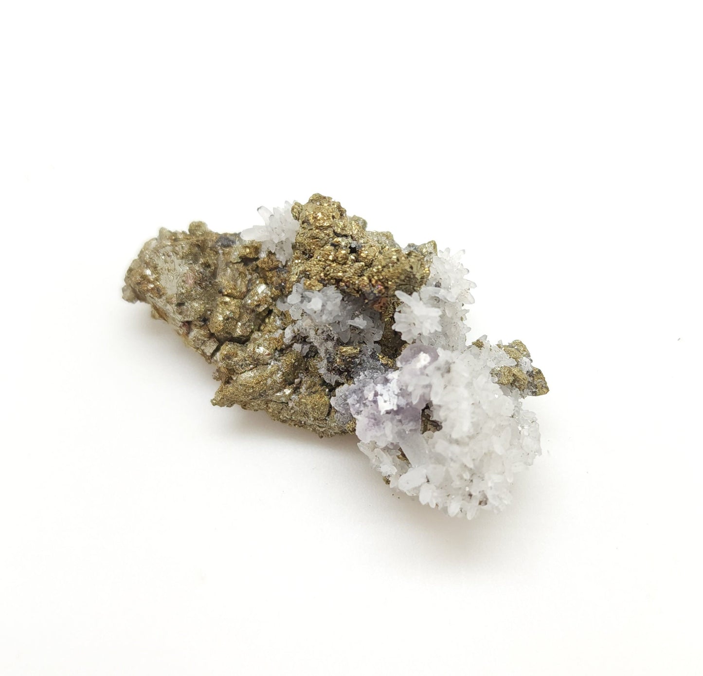 Fluorite and Calcite on Pyrite, Huanzala Mine, Huallanca District, Peru (46)