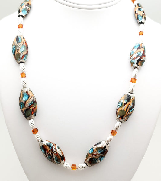 Art Glass and Sterling Silver Necklace