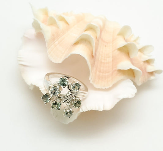 Green Sapphire Ring, .925 Silver
