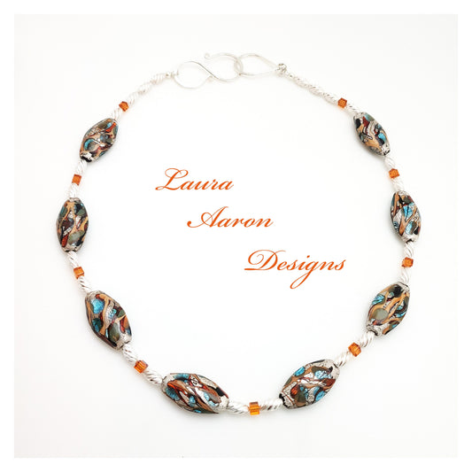 Art Glass and Sterling Silver Necklace