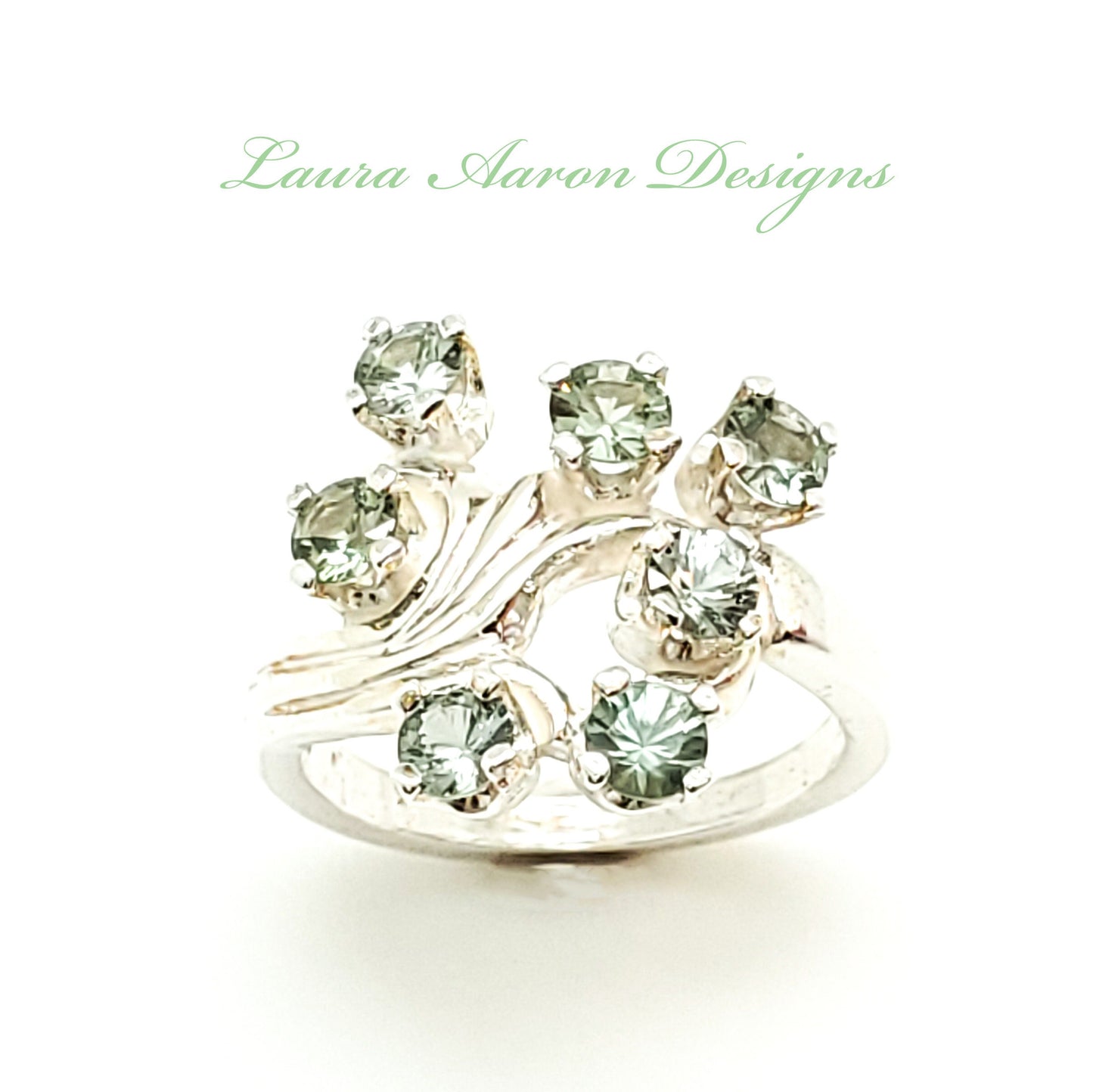 Green Sapphire Ring, .925 Silver