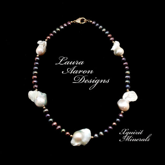 Baroque Pearl and Peacock Pearl Necklace