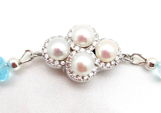 Blue Topaz and Pearl Necklace