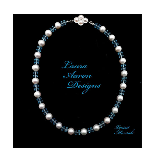 Blue Topaz and Pearl Necklace