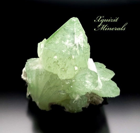 Green Apophyllite with Stilbite, Deccan Plateau, Wagholi, India (SH1)