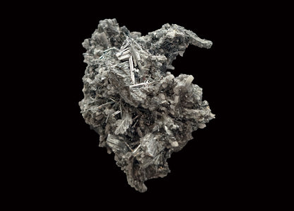 Calcita y Stibnita, depósito Xikuangshan Sb, Lengshuijiang Co., Loudi, Hunan, China