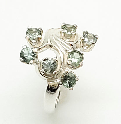 Green Sapphire Ring, .925 Silver